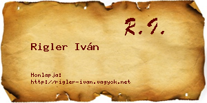 Rigler Iván névjegykártya
